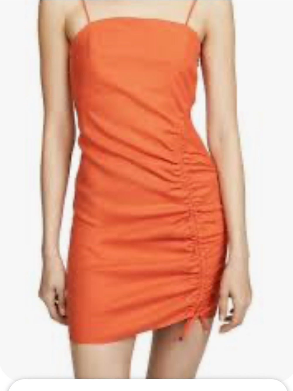 Ramy Brook Orange Ruched Spaghetti-Strap Mini Dress